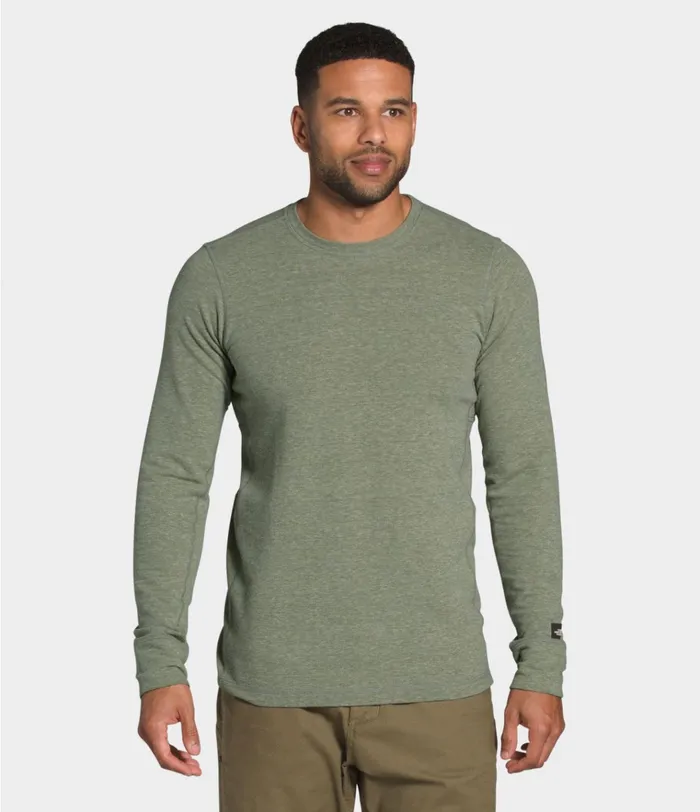 Mens Longsleeve Tnf Terry Crew New Taupe Green Heather The North Face TShirts