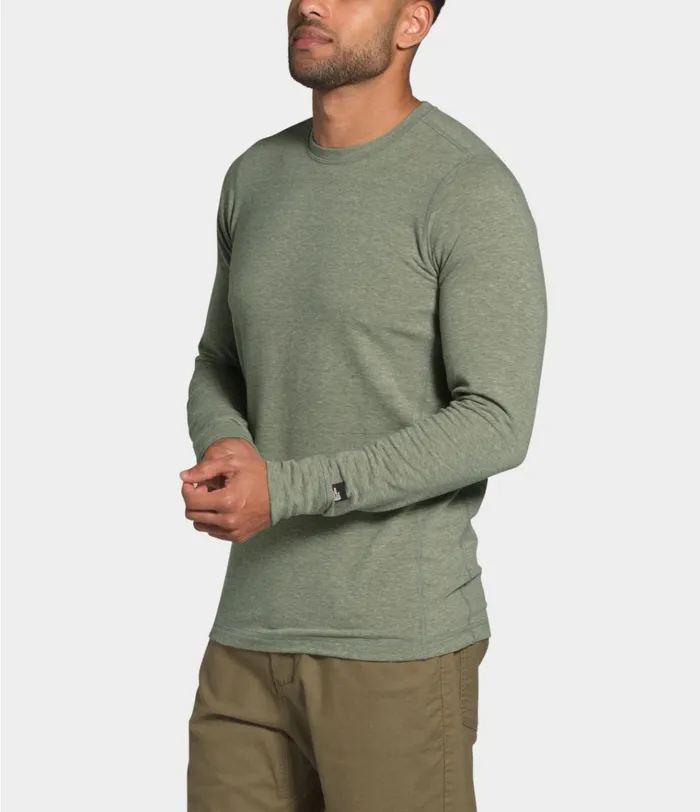 Mens Longsleeve Tnf Terry Crew New Taupe Green Heather The North Face TShirts