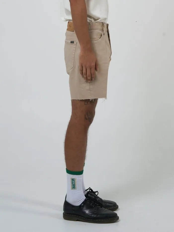 Mens Mandude Denim Short Smokey Taupe Thrills Denim Shorts
