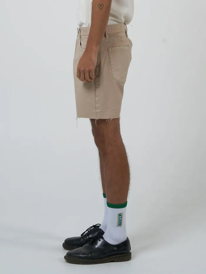 Mens Mandude Denim Short Smokey Taupe Thrills Denim Shorts