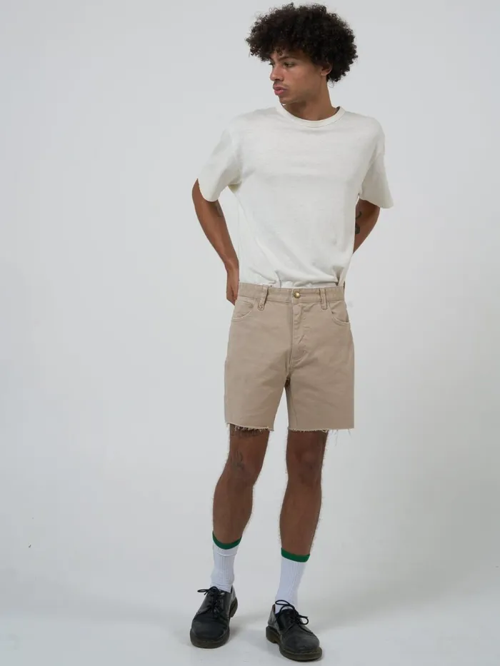 Mens Mandude Denim Short Smokey Taupe Thrills Denim Shorts