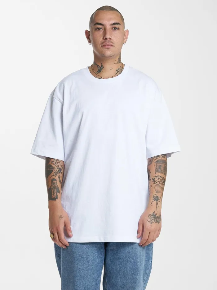 Mens Military Oversize Fit Tee White Thrills Tees and Tank Tops