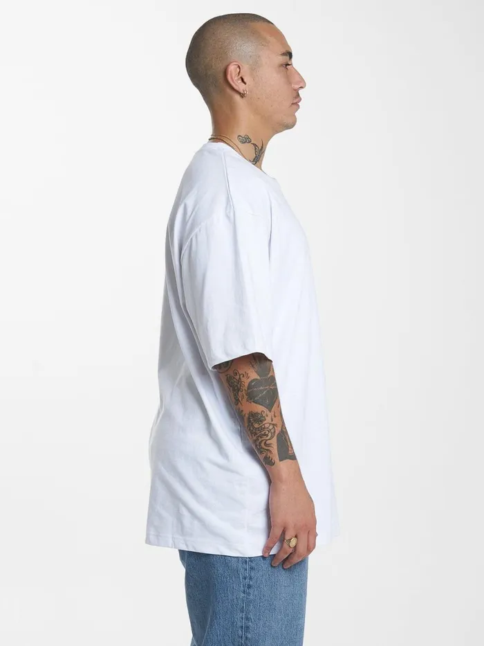 Mens Military Oversize Fit Tee White Thrills Tees and Tank Tops