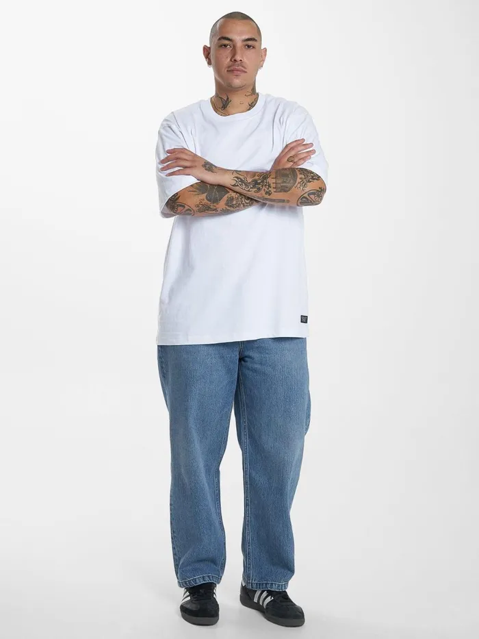 Mens Military Oversize Fit Tee White Thrills Tees and Tank Tops