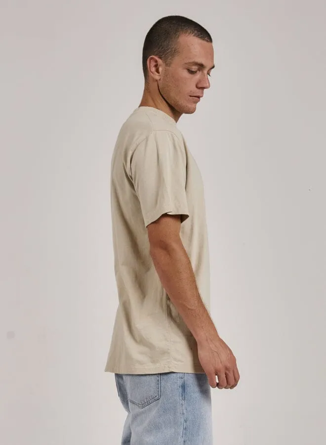 Mens Minimal Merch Fit Tee Oatmeal Thrills Tees and Tank Tops