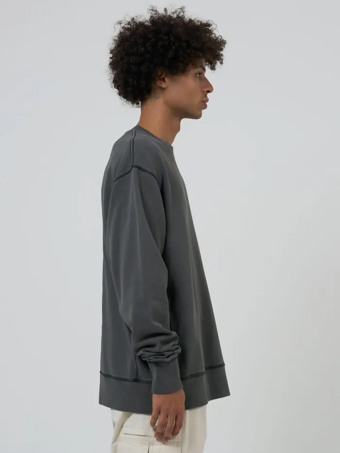 Mens Minimal Oversize Crew Merch Black Thrills Sweaters and Fleece