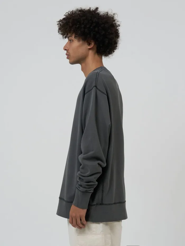Mens Minimal Oversize Crew Merch Black Thrills Sweaters and Fleece