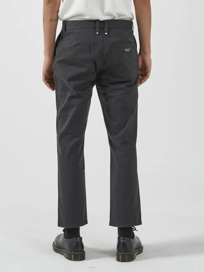 Mens Minimal Work Chopped Chino Washed Black Thrills Pants