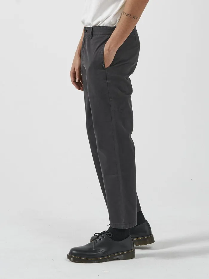 Mens Minimal Work Chopped Chino Washed Black Thrills Pants