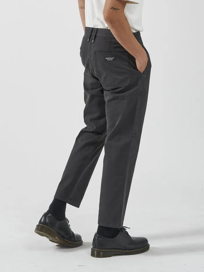Mens Minimal Work Chopped Chino Washed Black Thrills Pants
