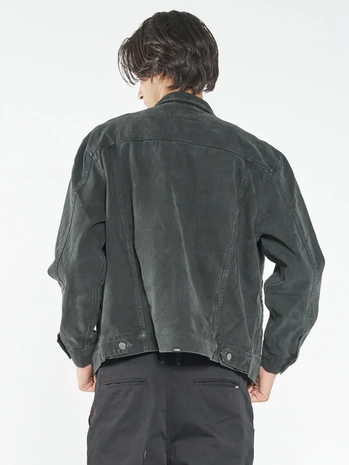 Mens Oversized Wanderer Denim Jacket Oil Green Thrills Jackets