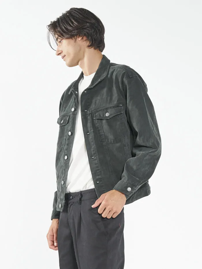 Mens Oversized Wanderer Denim Jacket Oil Green Thrills Jackets