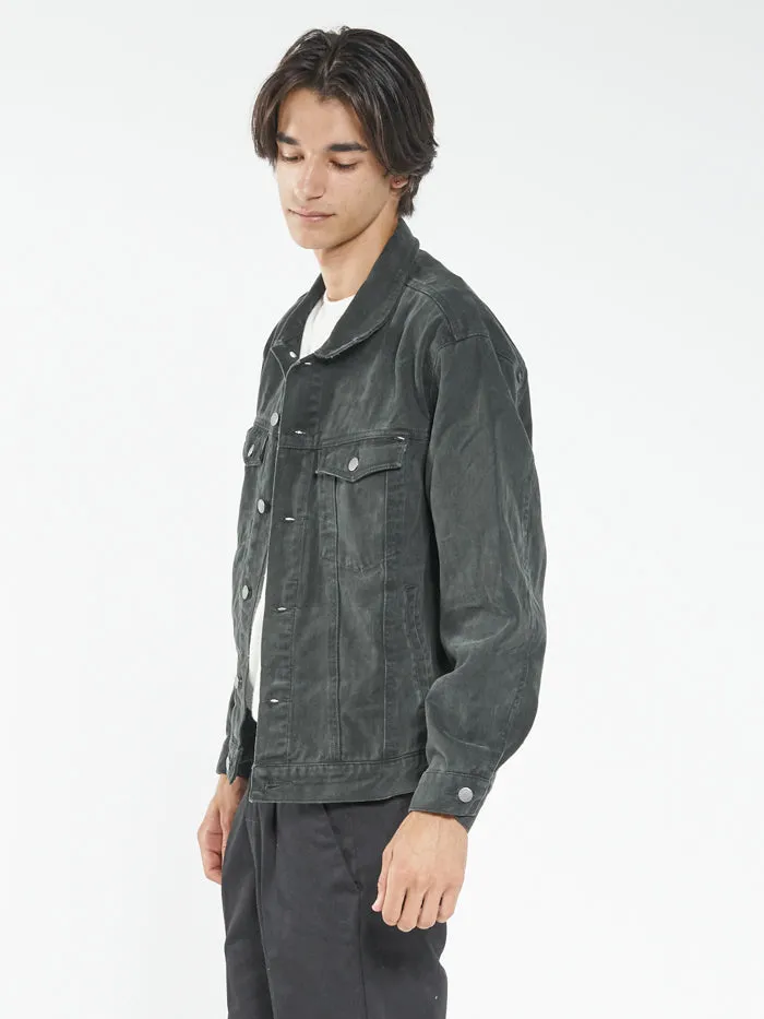 Mens Oversized Wanderer Denim Jacket Oil Green Thrills Jackets