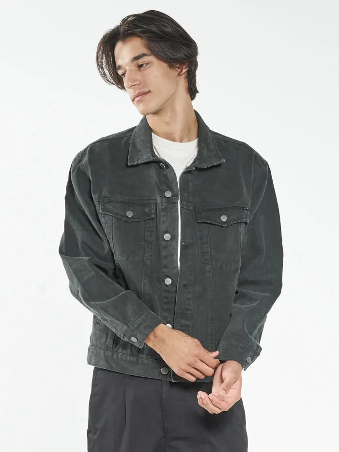Mens Oversized Wanderer Denim Jacket Oil Green Thrills Jackets