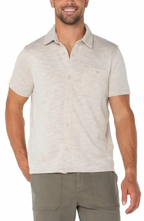 Mens Shirts Liverpool Los Angeles Button Up Short Sleeve Shirt Lt Oatmeal
