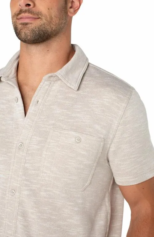 Mens Shirts Liverpool Los Angeles Button Up Short Sleeve Shirt Lt Oatmeal