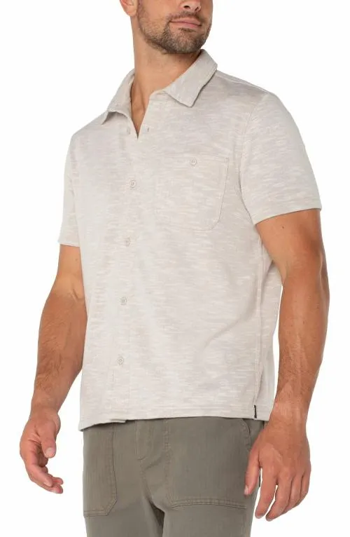Mens Shirts Liverpool Los Angeles Button Up Short Sleeve Shirt Lt Oatmeal