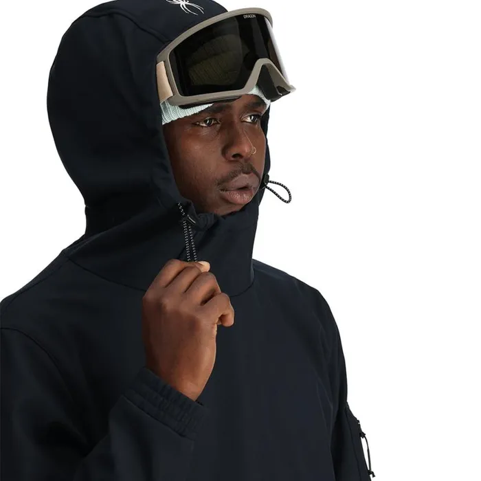 Mens Softshell Riding Hoodie Black Spyder Shell