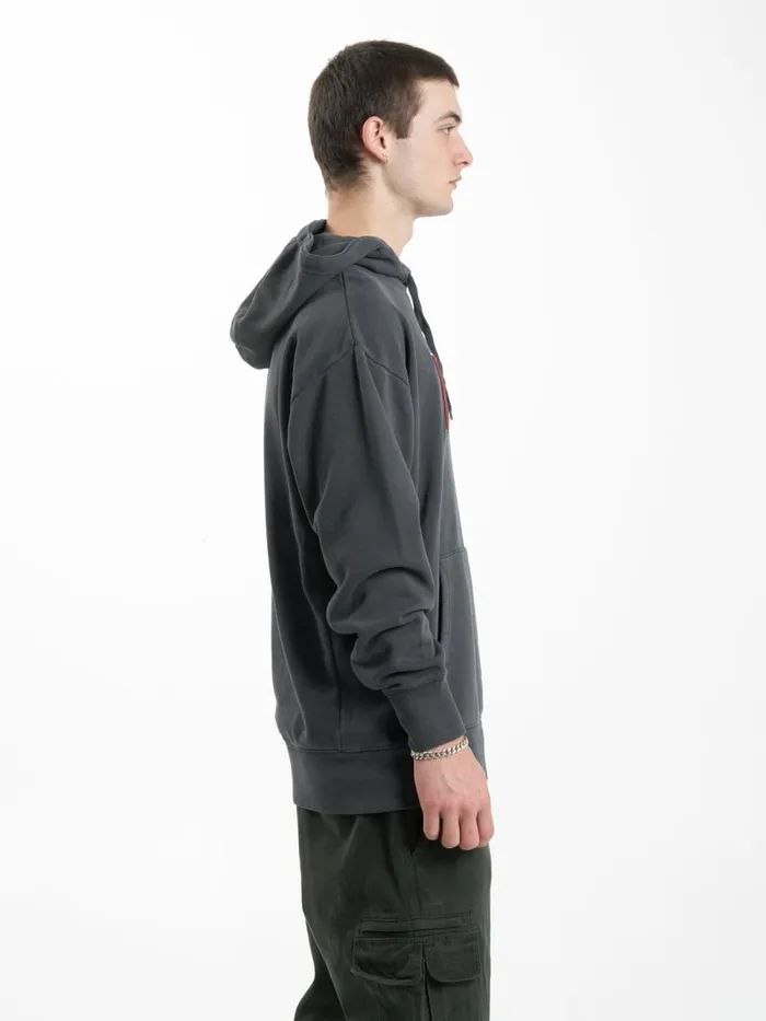Mens Stand Firm Slouch Pull On Hood Merch Black Thrills Sweaters and Fleece