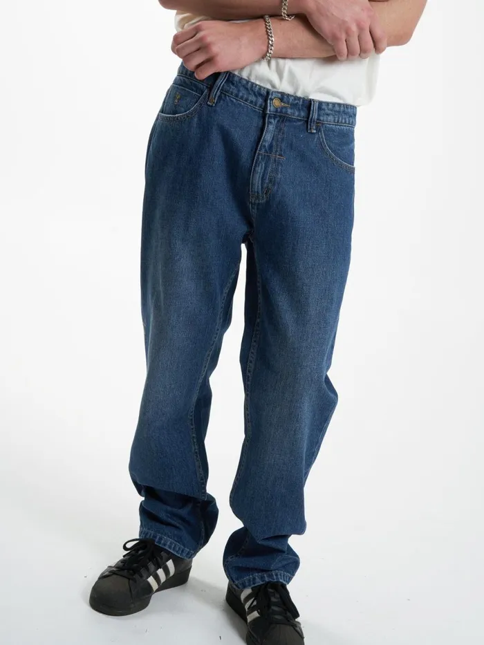 Mens Straight Line Denim Jean Roadhouse Blue Thrills Denim