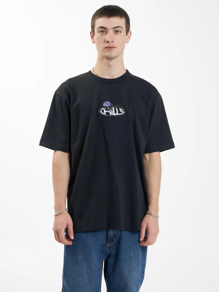 Mens Sub Rosa Oversize Fit Tee Black Thrills Tees and Tank Tops