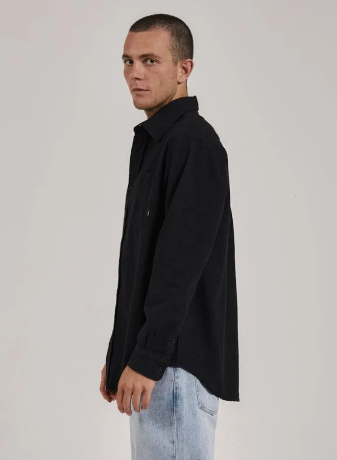 Mens Superior Long Sleeve Shirt Indigo Black Thrills Shirts