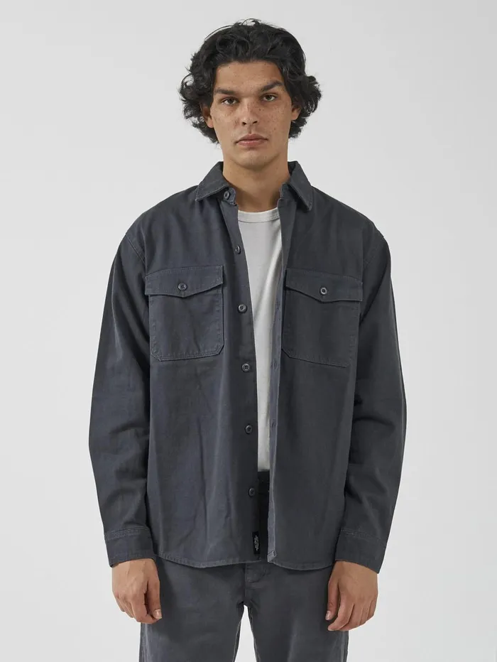 Mens Union Long Sleeve Work Shirt Petrol Thrills Shirts
