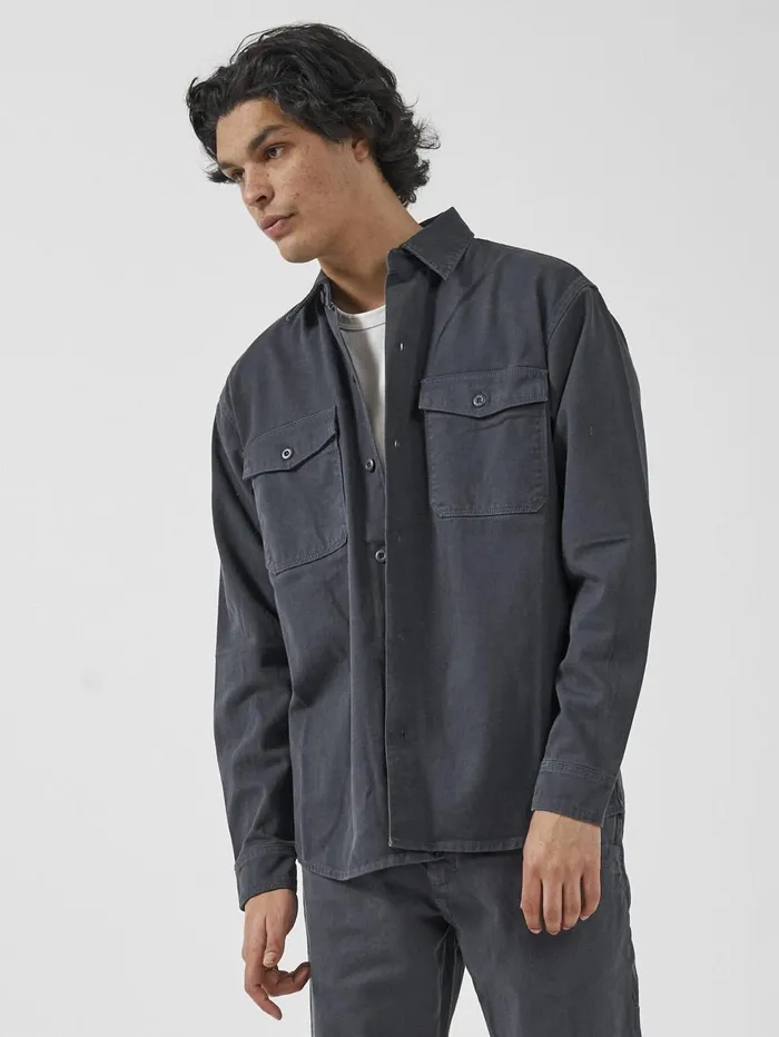 Mens Union Long Sleeve Work Shirt Petrol Thrills Shirts