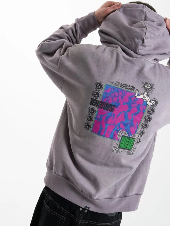 Mens Vibrations Slouch Hood Mineral Gray Thrills Sweaters and Fleece