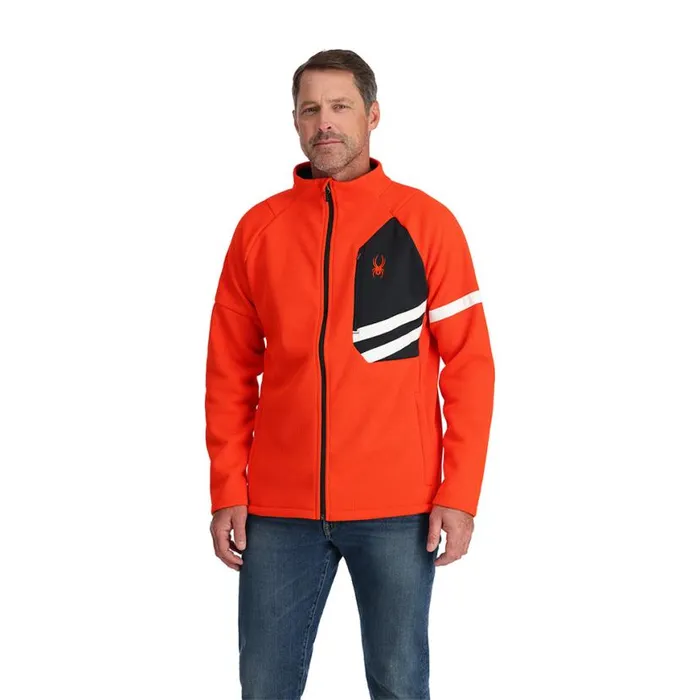 Mens Wengen Bandit Full Zip Twisted Orange Spyder Fleece