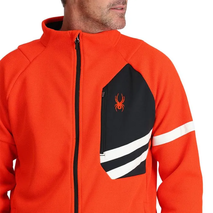 Mens Wengen Bandit Full Zip Twisted Orange Spyder Fleece