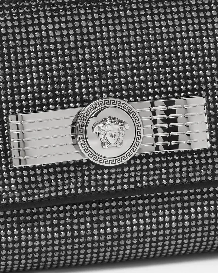 Mini Bags and Clutches Women Versace Crystal Gianni Ribbon Clutch Black