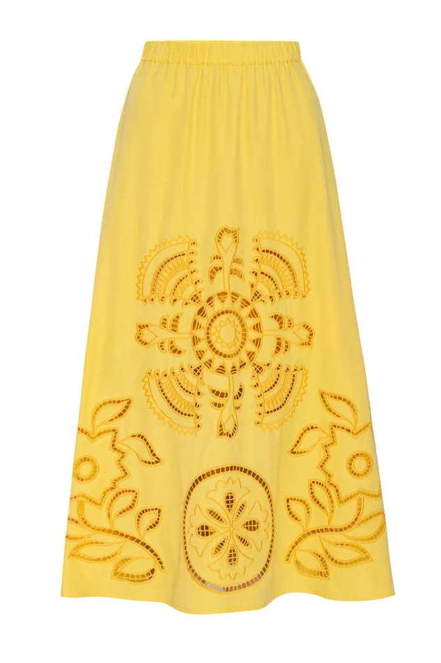 MISA Los Angeles ANALISSE SKIRT Pink Eyelet Women Skirts and Shorts