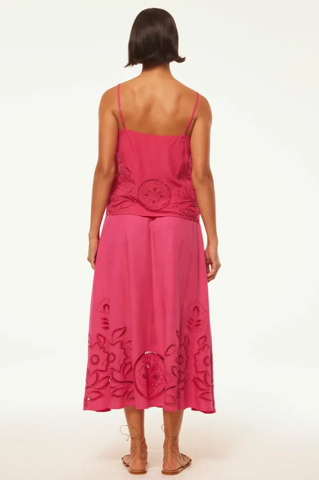 MISA Los Angeles ANALISSE SKIRT Pink Eyelet Women Skirts and Shorts