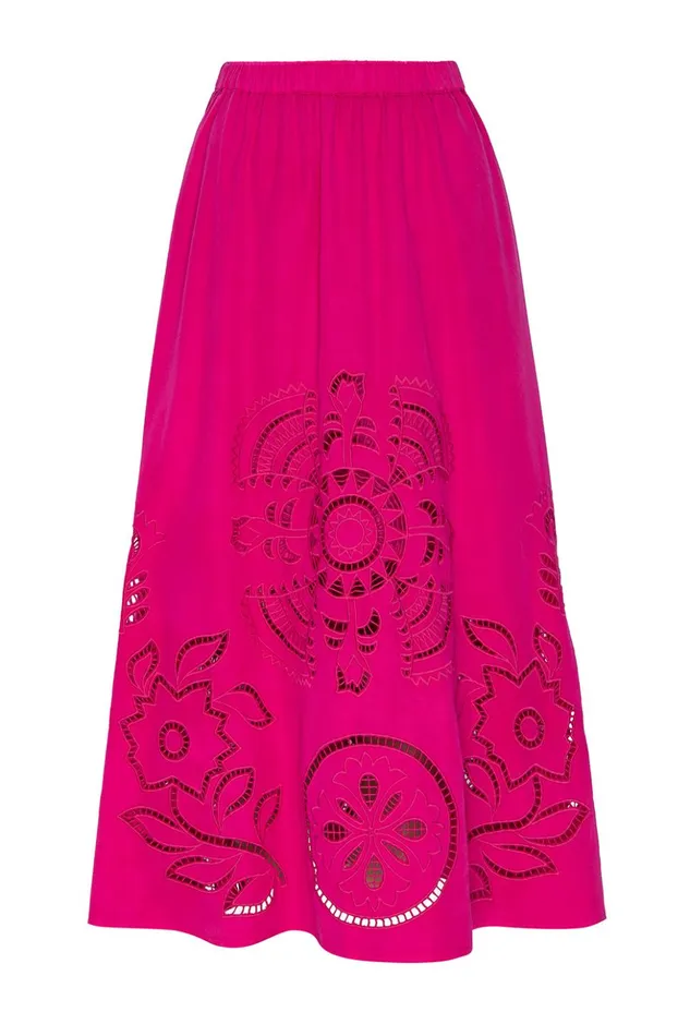 MISA Los Angeles ANALISSE SKIRT Pink Eyelet Women Skirts and Shorts
