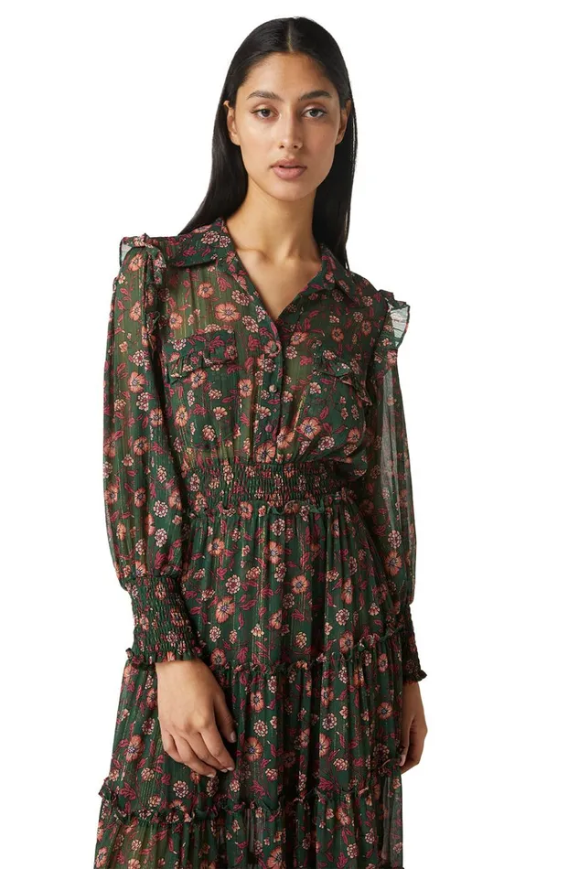 MISA Los Angeles AYDENIZ DRESS Evergreen Blooms Women Dresses
