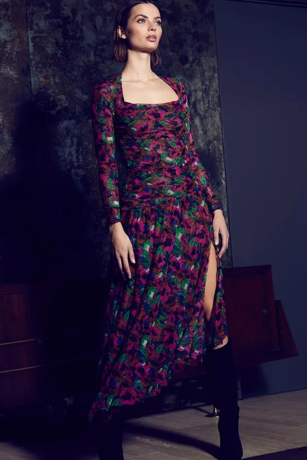 MISA Los Angeles DANIA SKIRT Jewel Tone Flora Women Skirts and Shorts