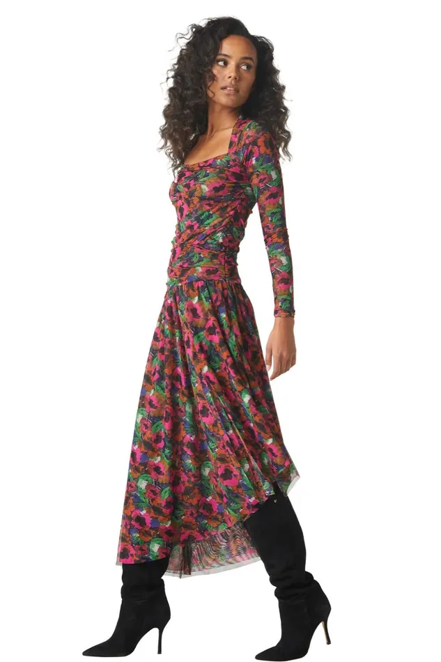 MISA Los Angeles DANIA SKIRT Jewel Tone Flora Women Skirts and Shorts
