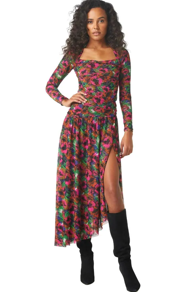 MISA Los Angeles DANIA SKIRT Jewel Tone Flora Women Skirts and Shorts