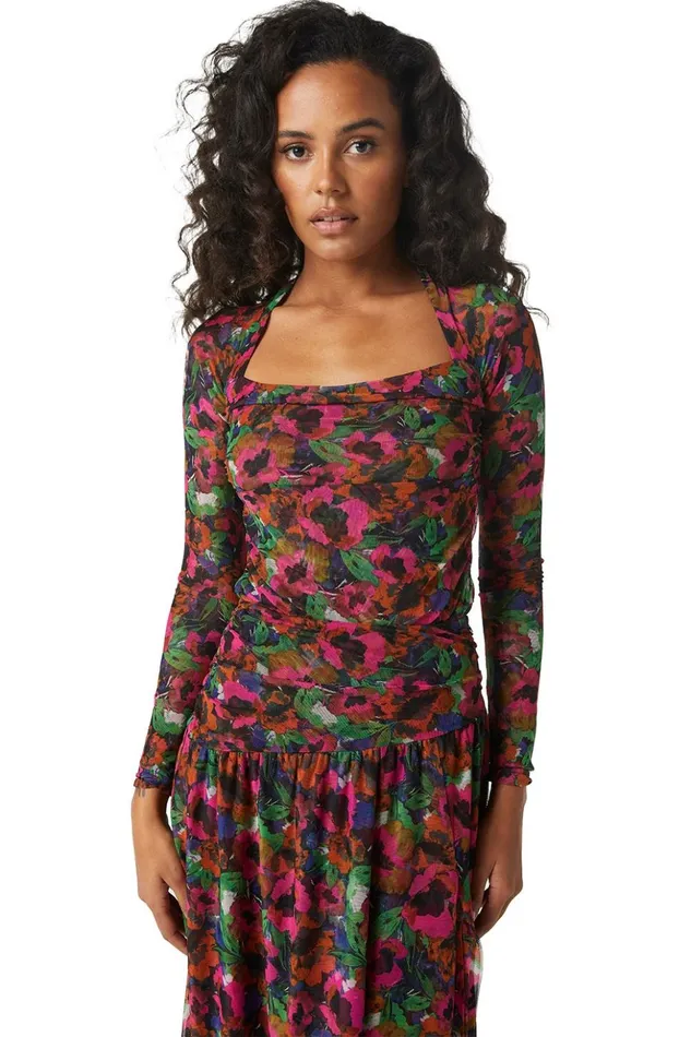 MISA Los Angeles DANIA SKIRT Jewel Tone Flora Women Skirts and Shorts