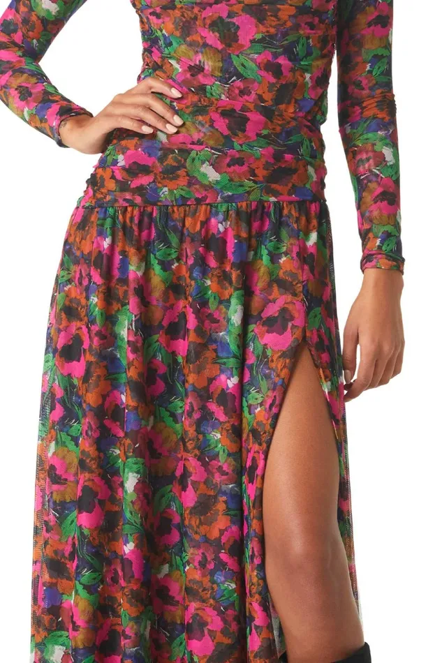 MISA Los Angeles DANIA SKIRT Jewel Tone Flora Women Skirts and Shorts