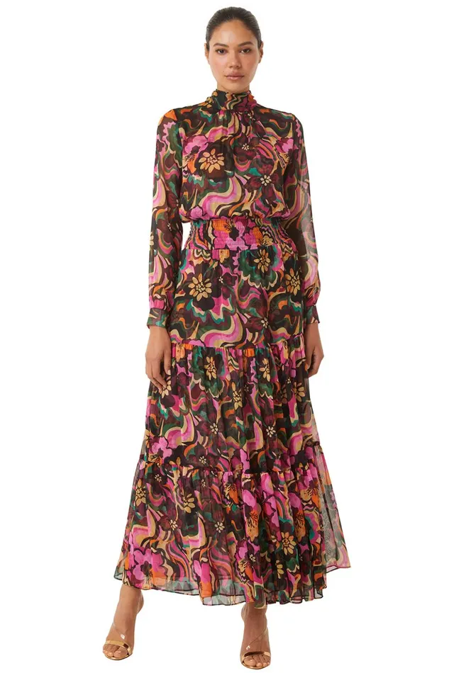 MISA Los Angeles DAPHNE DRESS Flora Groove Chiffon Women Dresses