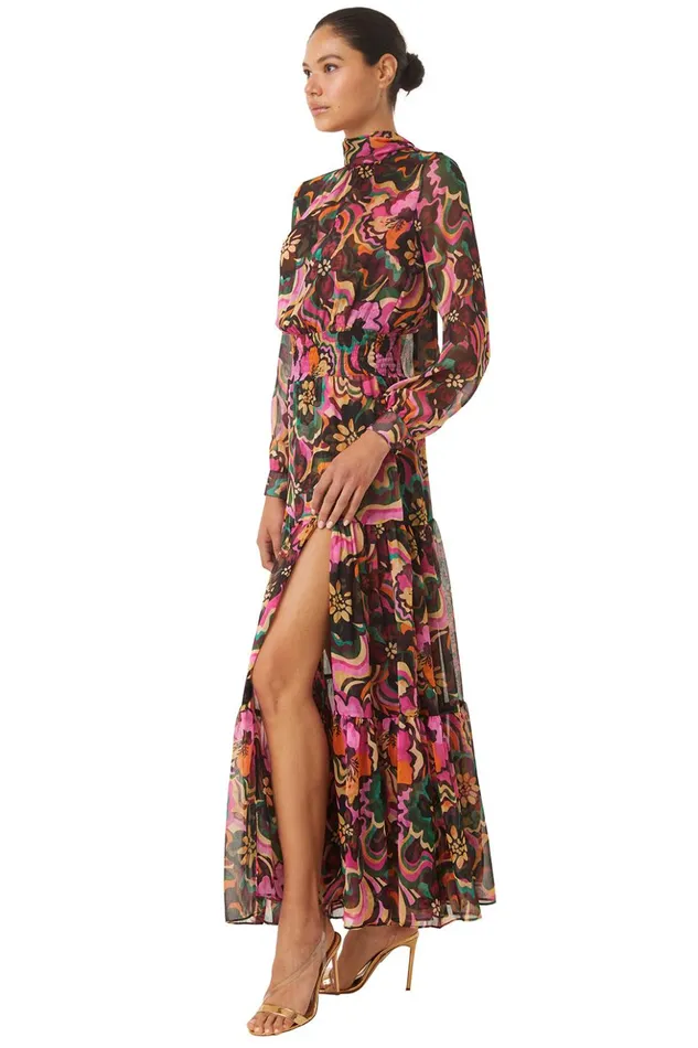 MISA Los Angeles DAPHNE DRESS Flora Groove Chiffon Women Dresses