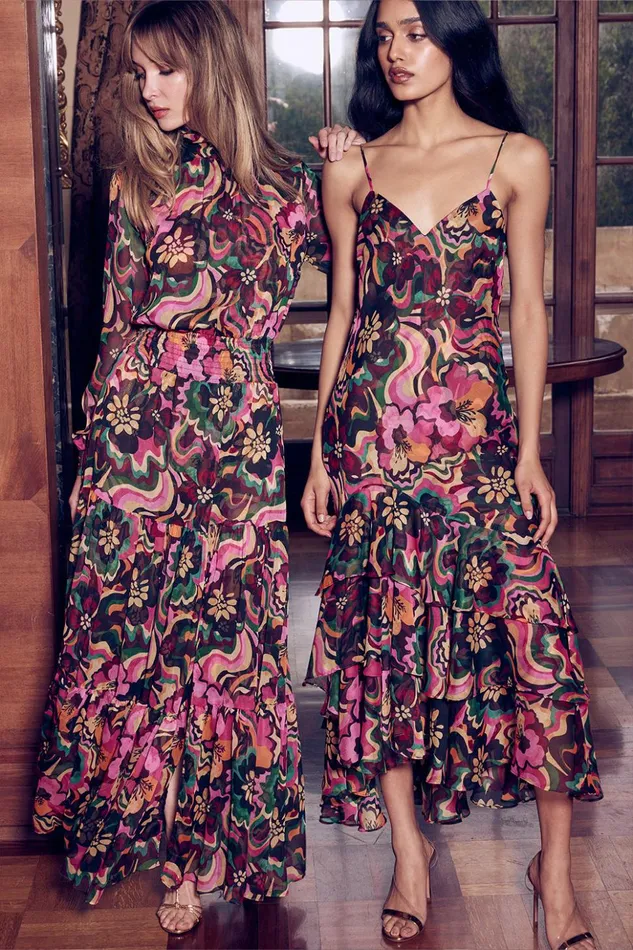 MISA Los Angeles DAPHNE DRESS Flora Groove Chiffon Women Dresses