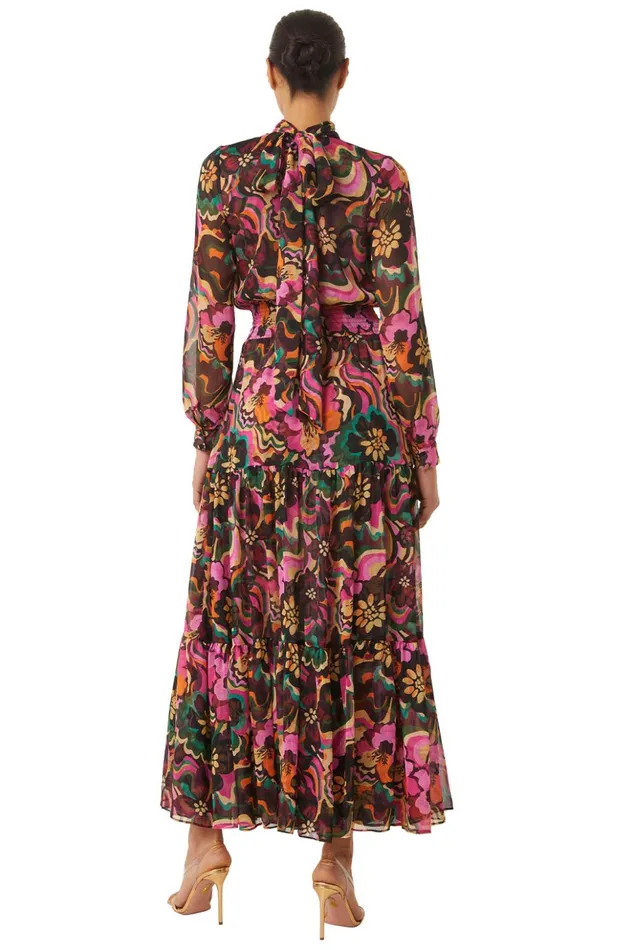 MISA Los Angeles DAPHNE DRESS Flora Groove Chiffon Women Dresses