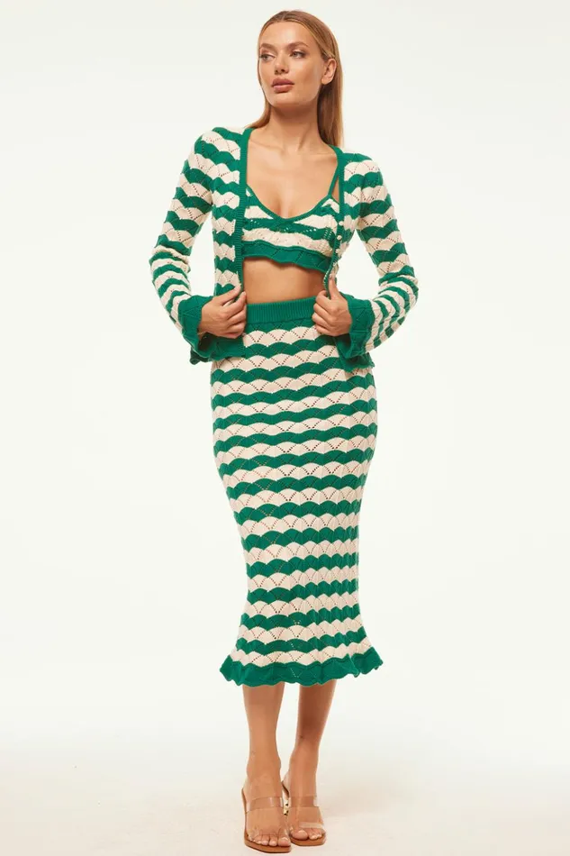 MISA Los Angeles EIDA BRALETTE Emerald Stripe Women Tops
