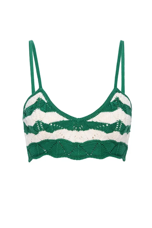 MISA Los Angeles EIDA BRALETTE Emerald Stripe Women Tops