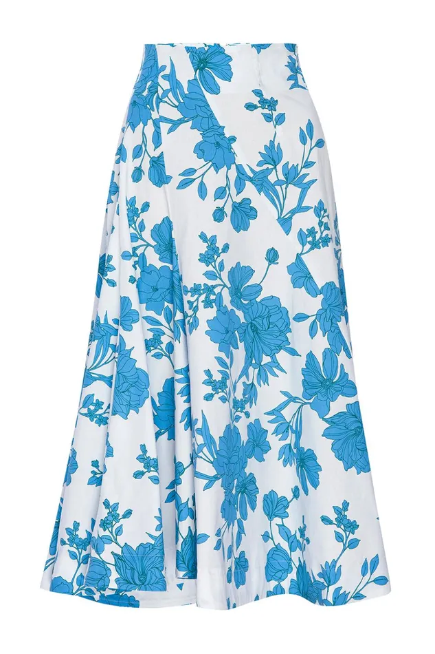 MISA Los Angeles EMMA SKIRT Turquoise Flora Poplin Women Skirts and Shorts