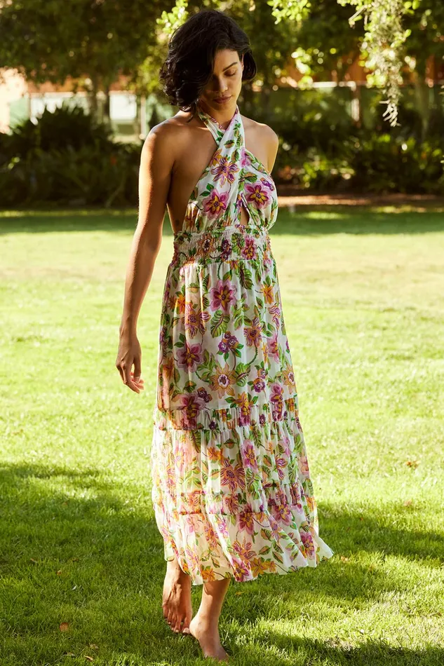 MISA Los Angeles KAROLINA DRESS Flora Exotica Chiffon Women Dresses