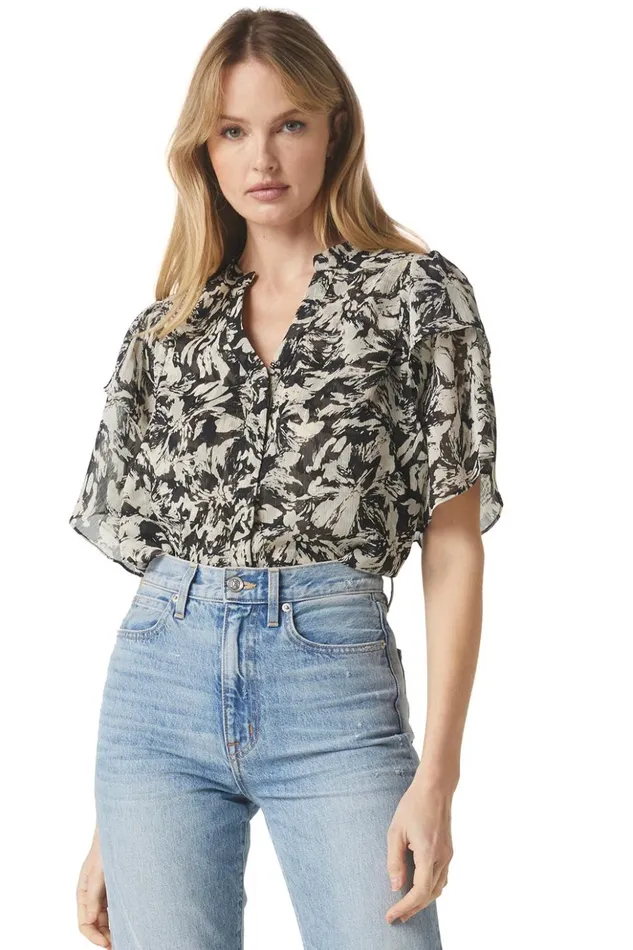 MISA Los Angeles LIVIA TOP Tonal Abstract Women Tops